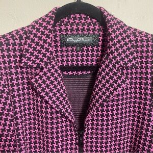 Cheryl Nash Zip Blazer Jacket Pink/Black Patterned